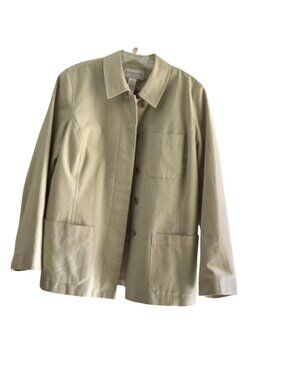Liz Claiborne Size Large  Lizsport  Cotton Button-Up Jacket Womens Light Beige